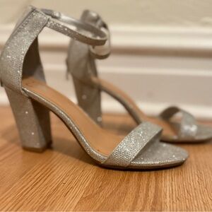 Windsor Glittering Silver Block Heels